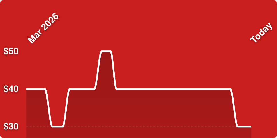 A red and white line drawing of a tower