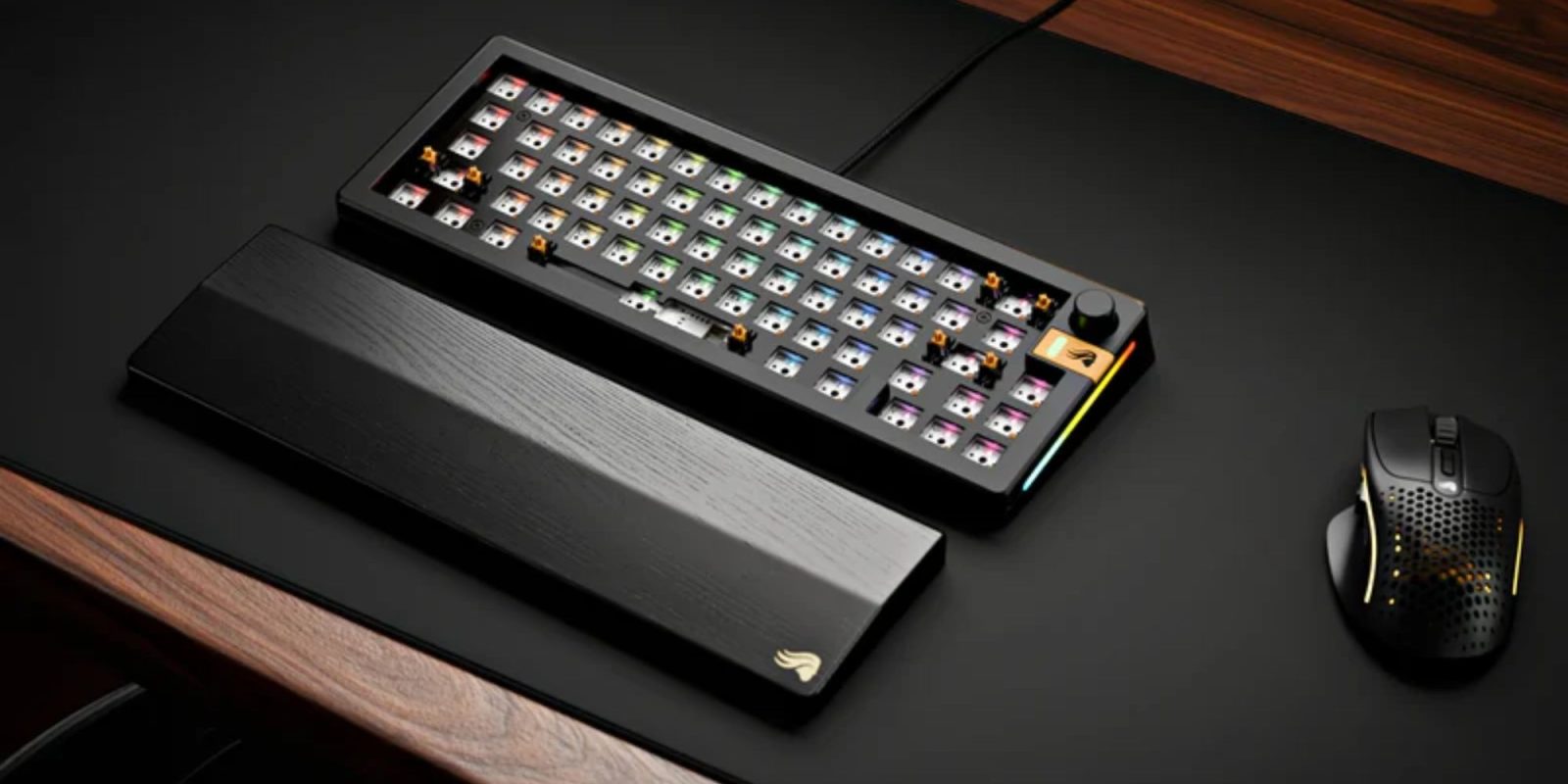 A black keyboard with colorful keys