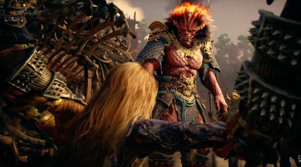 A video game screen capture of a man with a fiery head