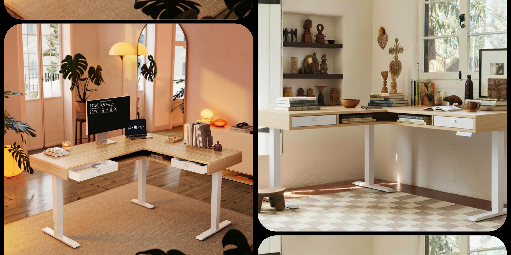 This spacious L-shaped standing desk with drawers, grommets, more is $150 off, now $200