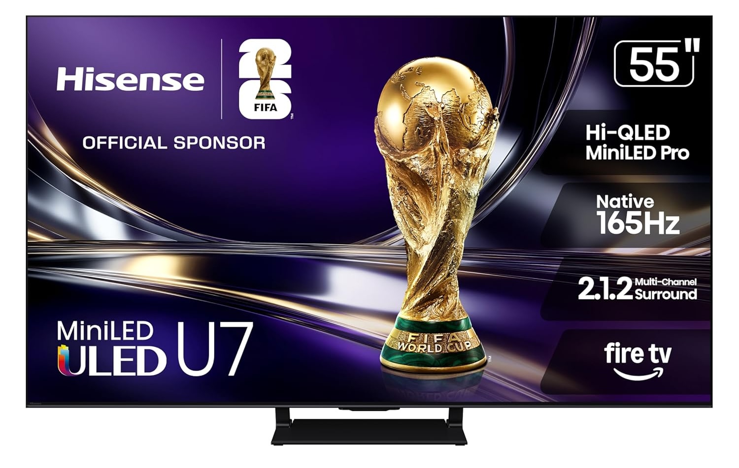 A television screen with a trophy on it