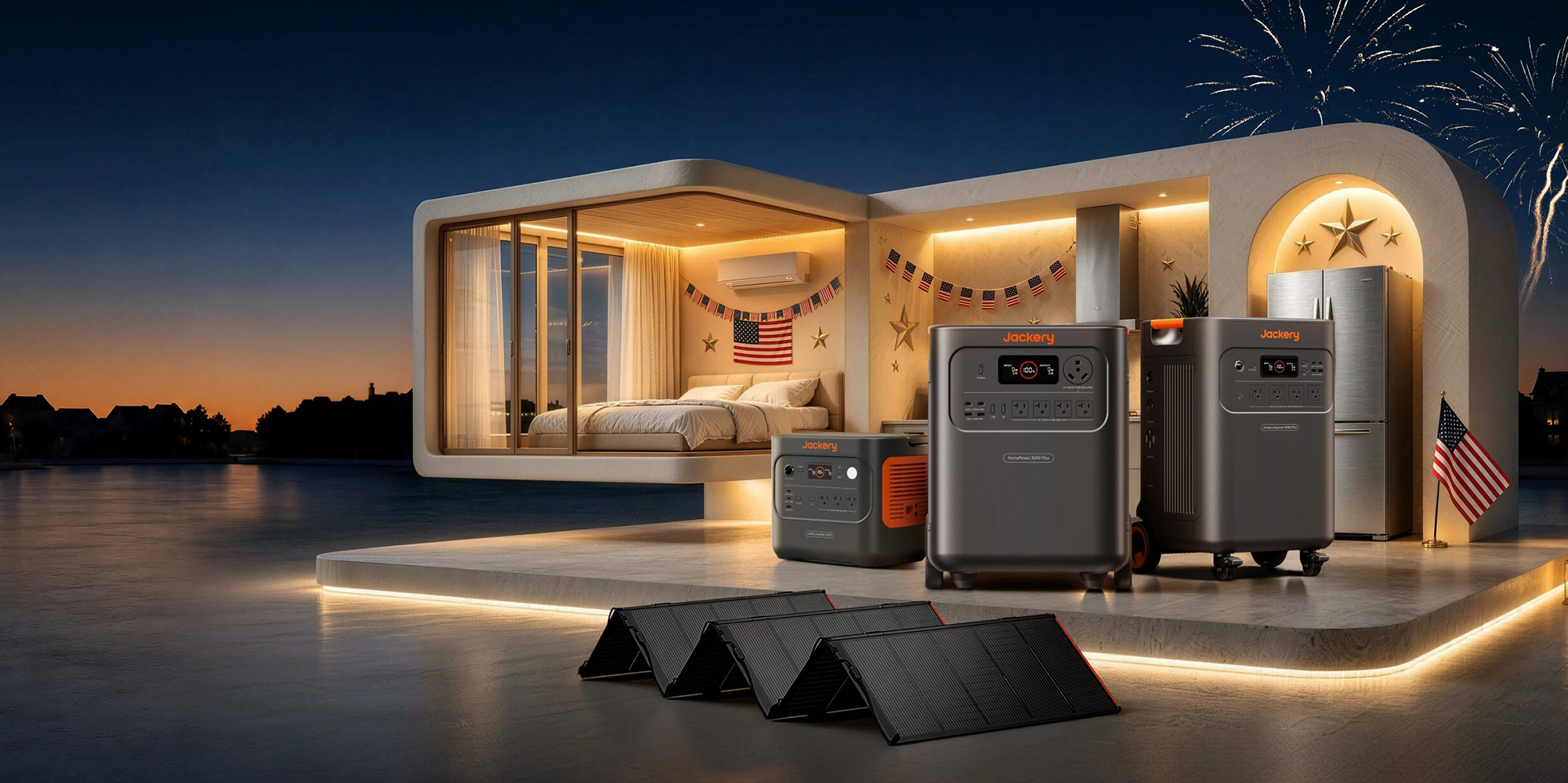 A house with a bed and power outlets
