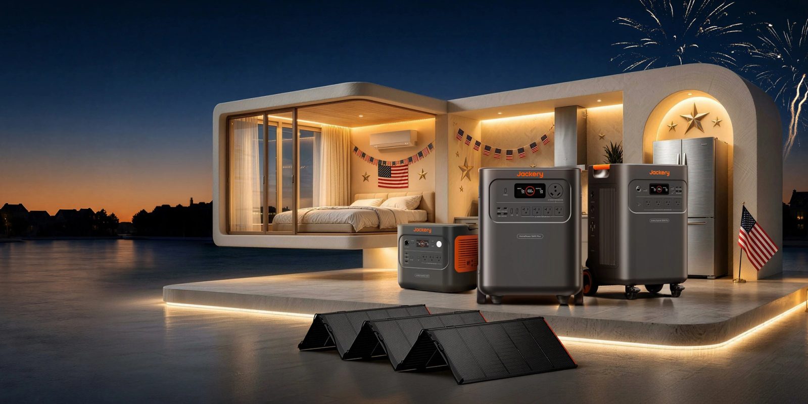 A house with a bed and power outlets