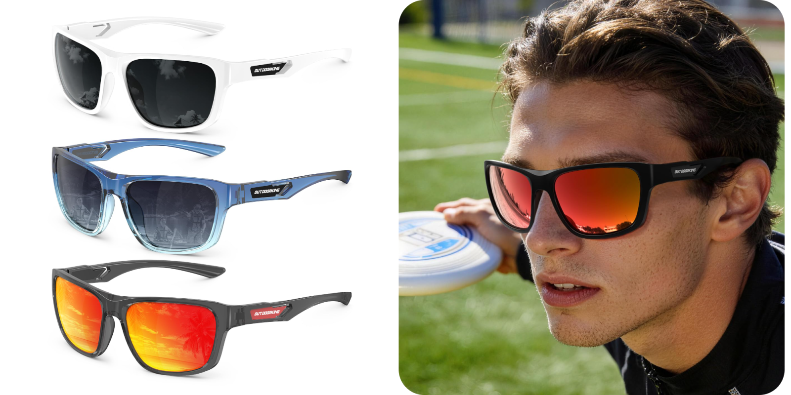 A collage of a man wearing sunglasses