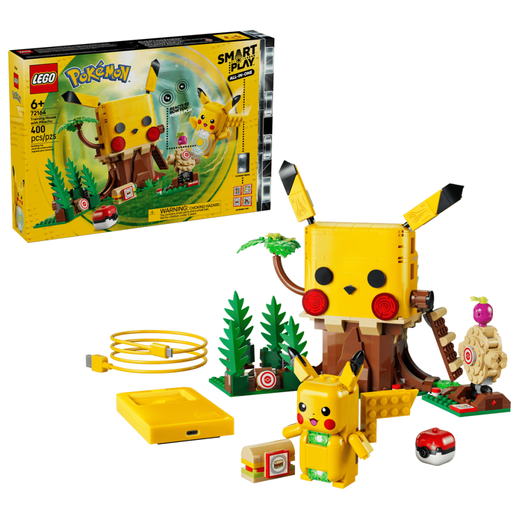 A yellow lego toy with a box and a yellow toy