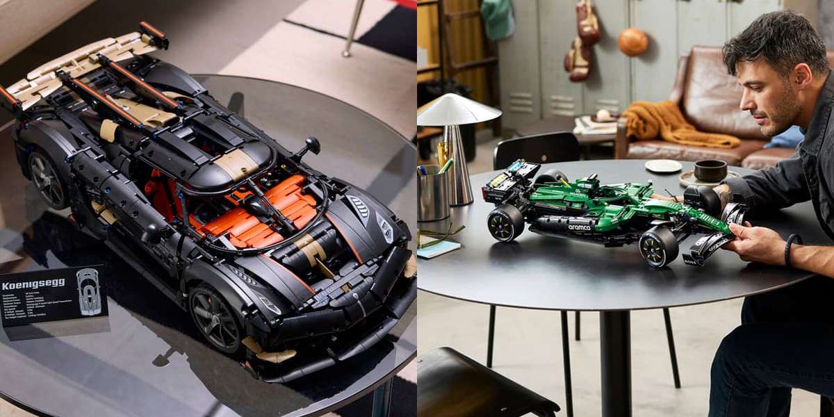 A collage of a toy car on a table for LEGO July 2026 releases