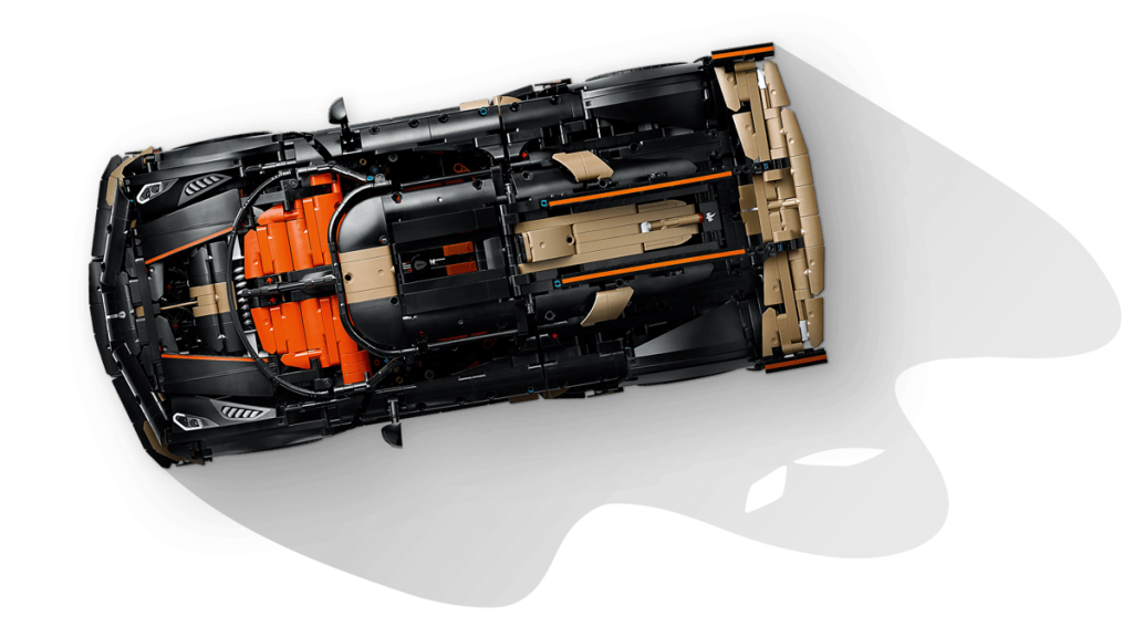 A black and orange toy car
