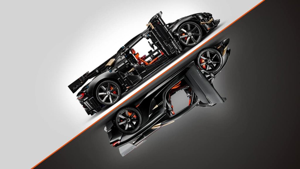 A black car with orange accents