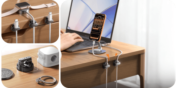 A cell phone charging on a laptop