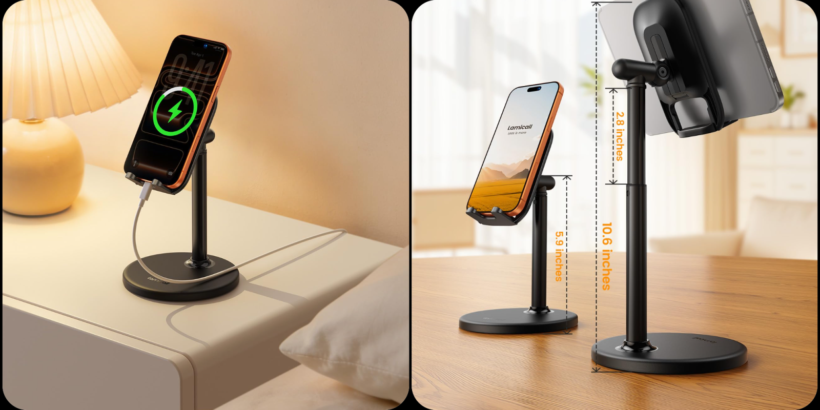 A phone on a stand