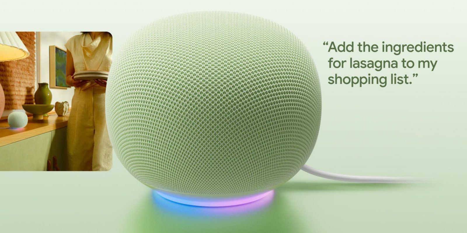A green round object with a cord