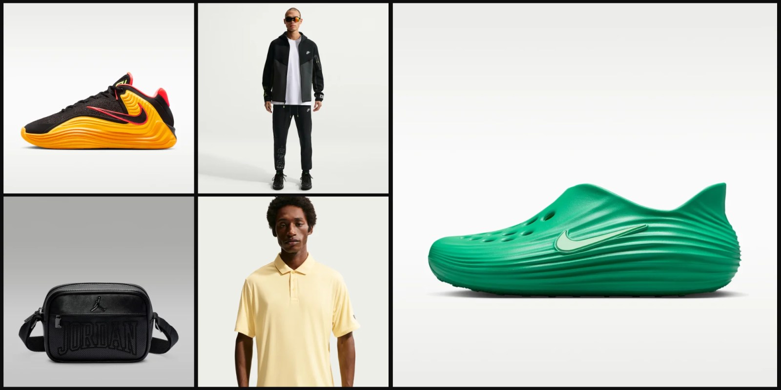 A collage of a man and a shoe