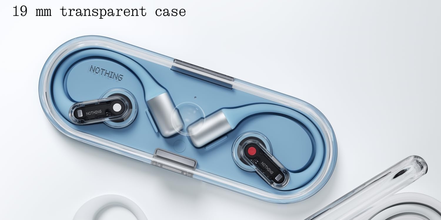 A blue earphones in a clear case