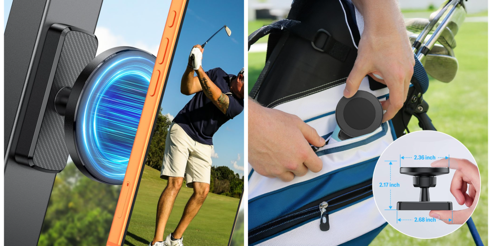 A man putting a golf club in a bag