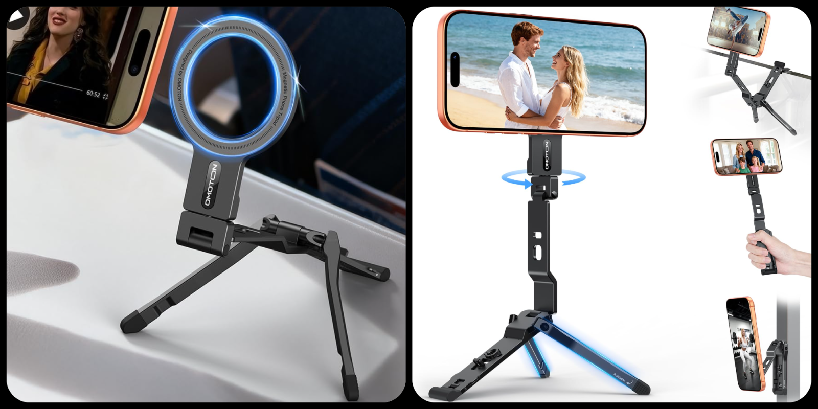 A selfie stick with a phone