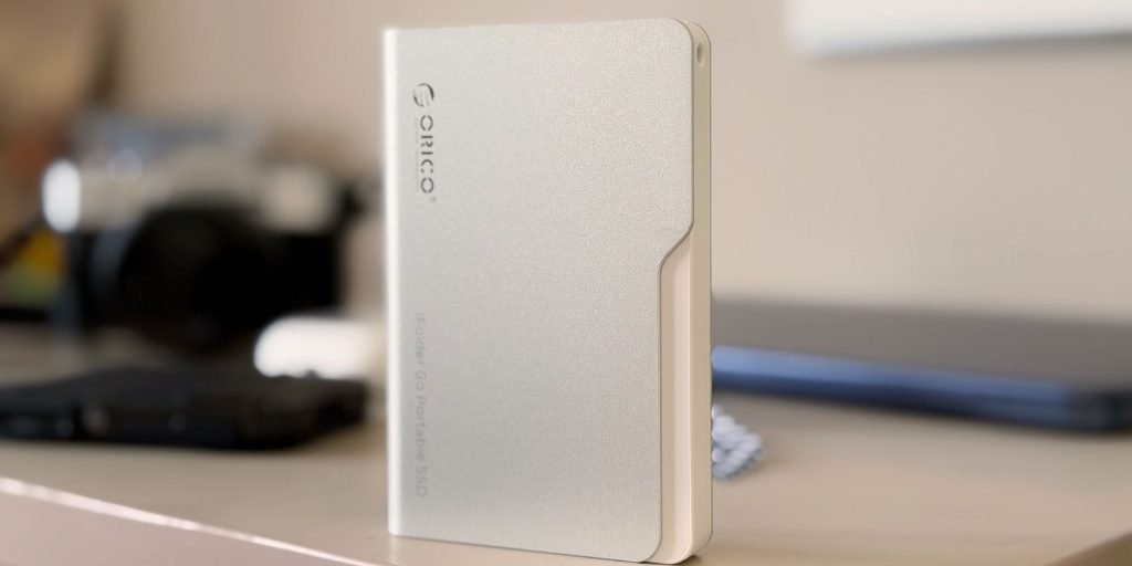 A silver rectangular object on a table