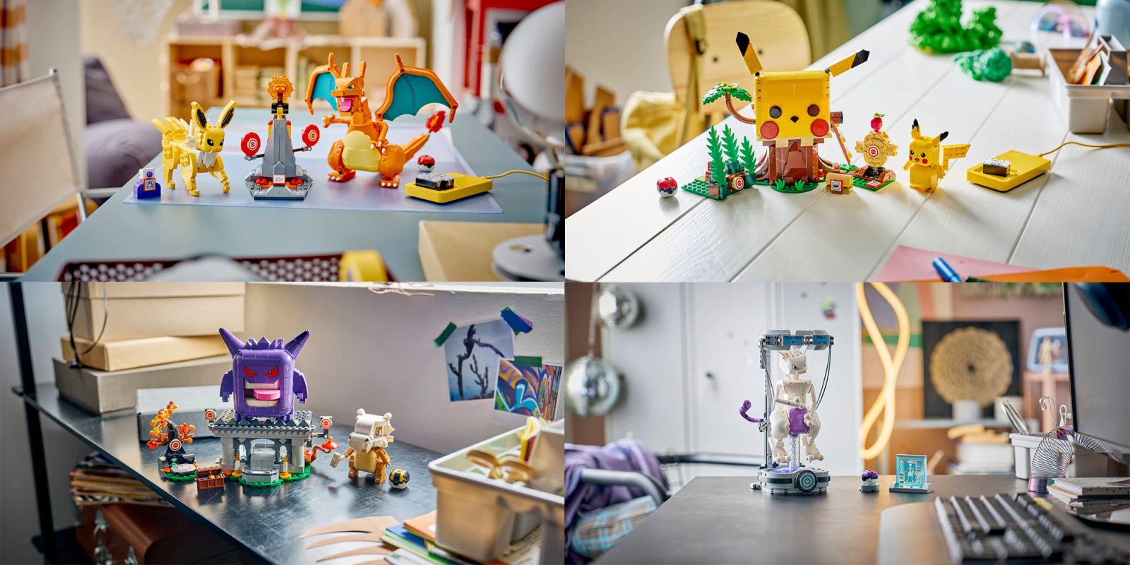 A collage of toys on a table