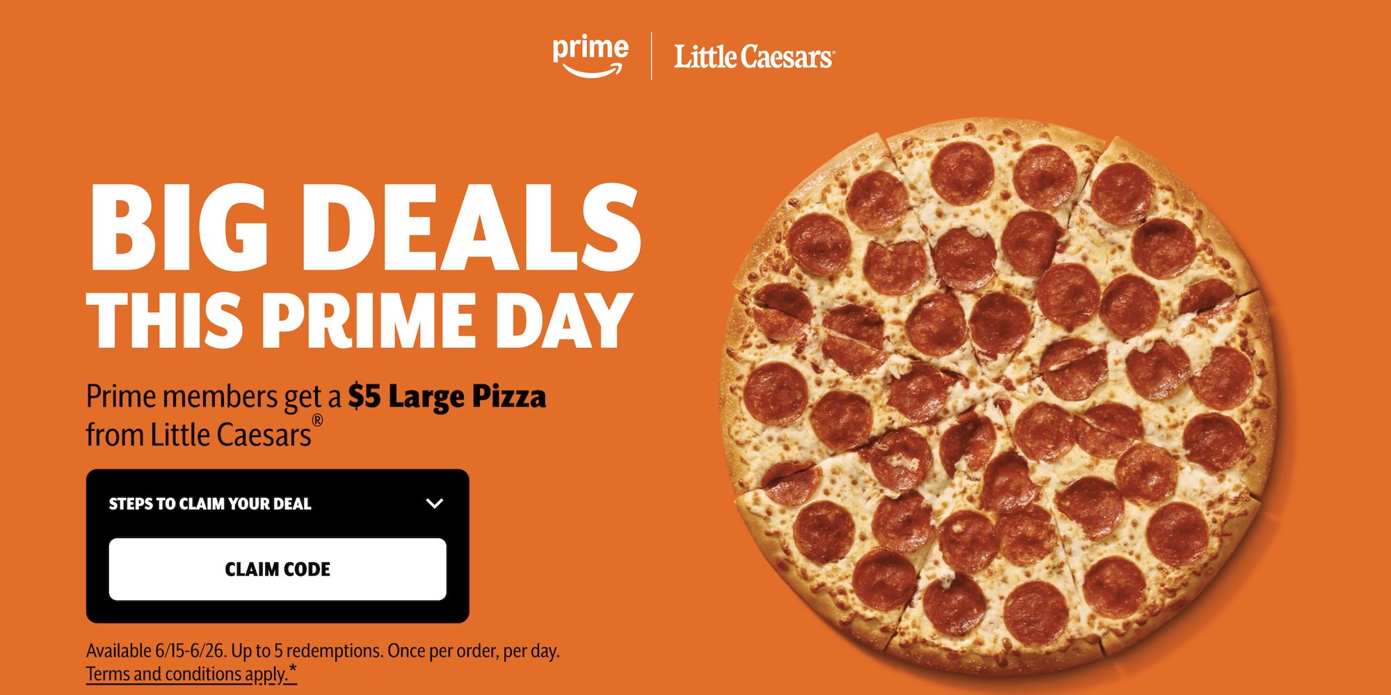 Now live: Amazon Prime members can now score large pizzas for just $5
