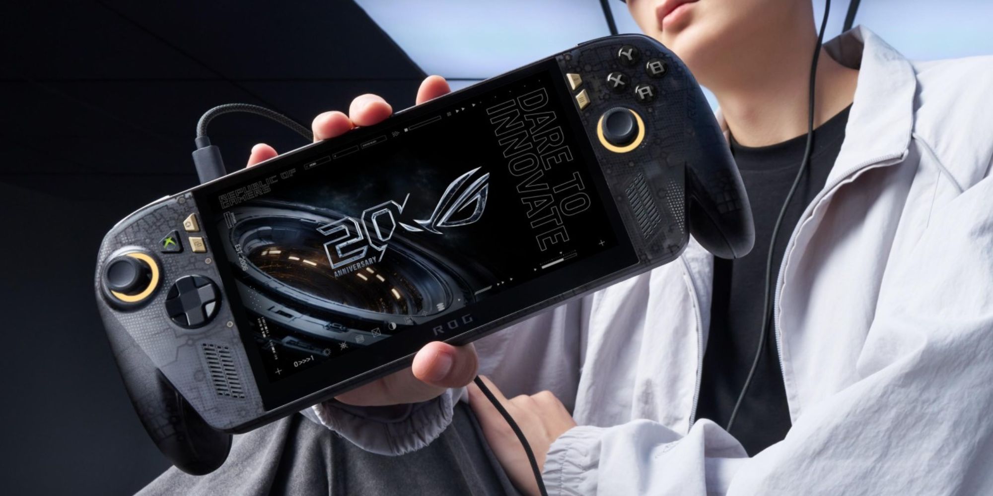 A person holding a gaming controller
