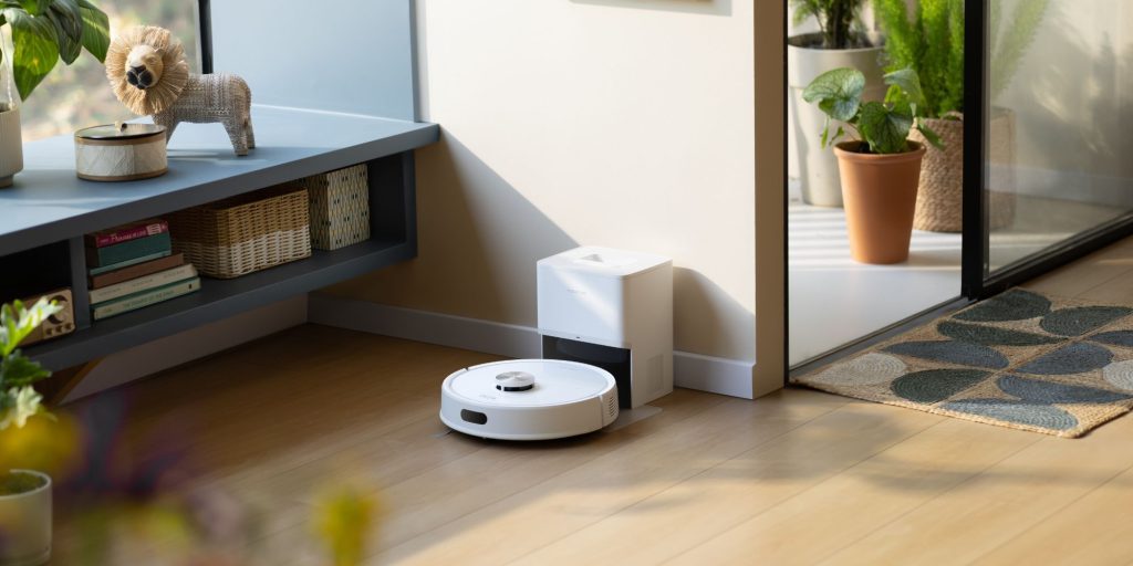 A robot vacuum cleaner on the floor