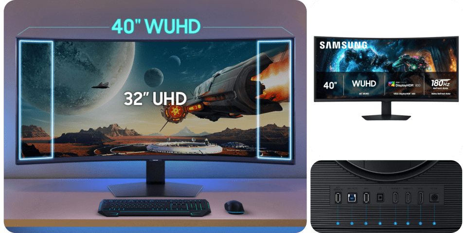 A computer screen with a screen and a keyboard