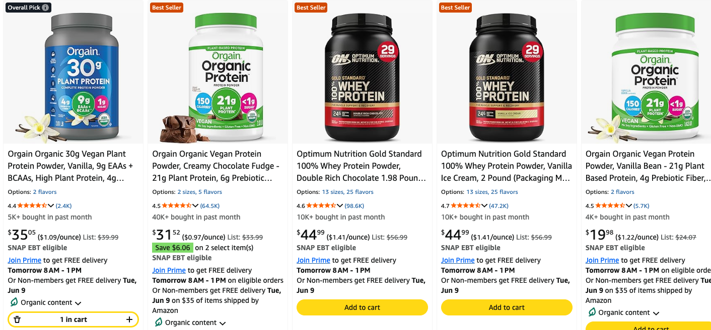 Amazon protein deals: Up to 40% Off Optimum Nutrition, KIND, Orgain Organic, More