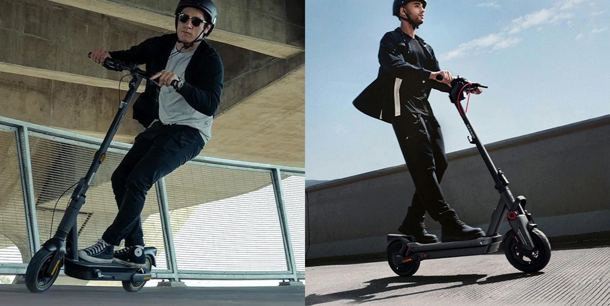A man riding a scooter