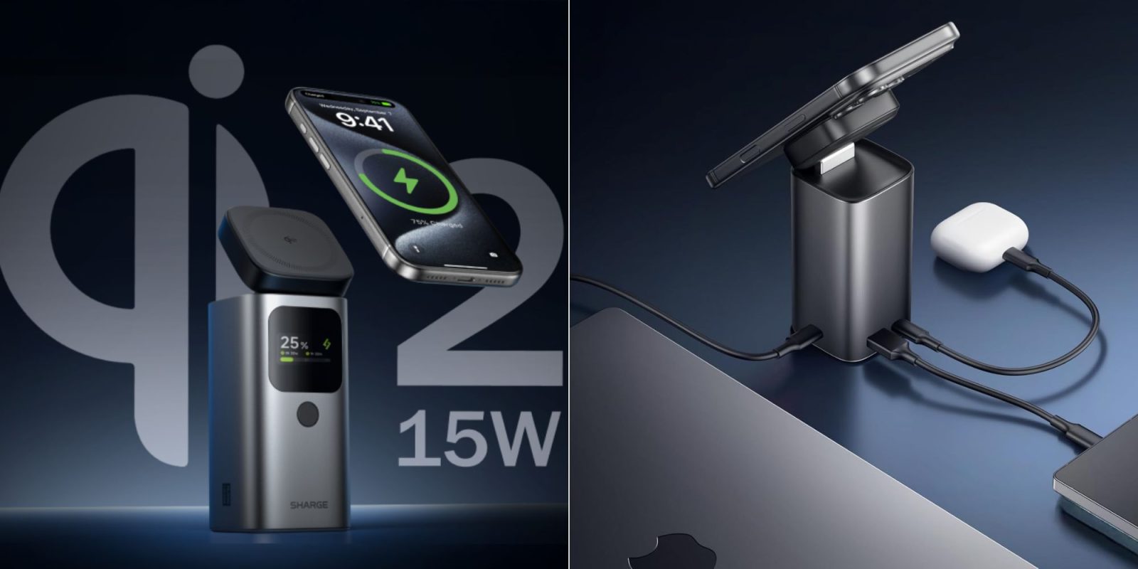 Image showing renders of Sharge's 4-in-1 desktop charger.