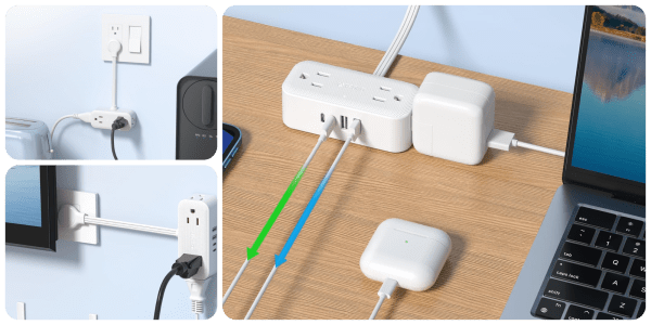 A close up of a power strip