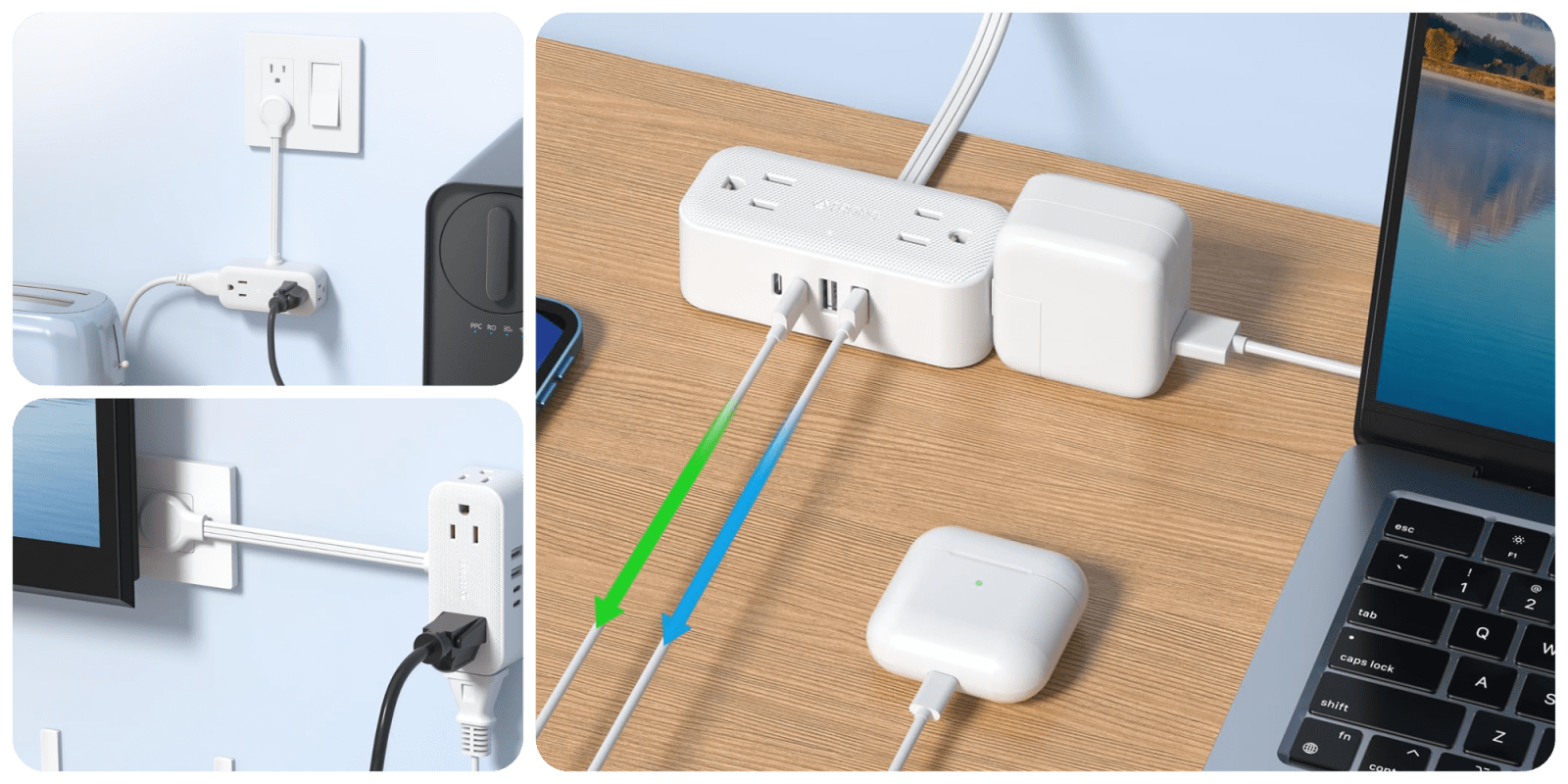 A close up of a power strip
