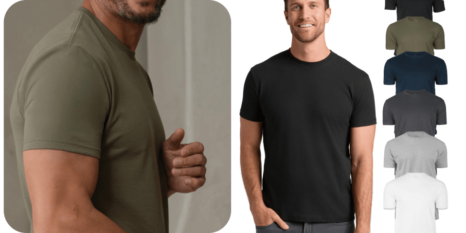 A collage of a man wearing a black shirt
