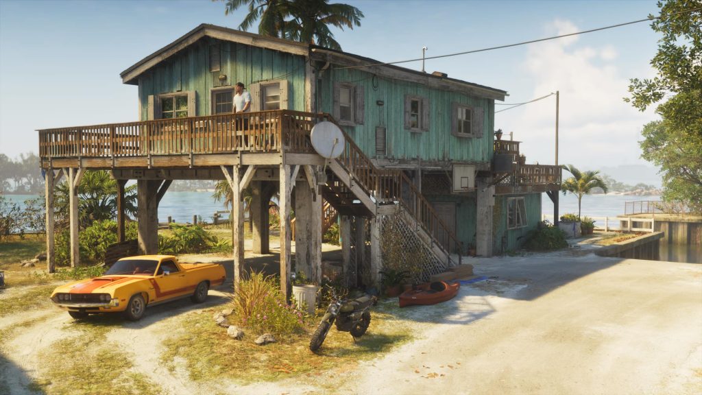 A man standing on a deck of a house
