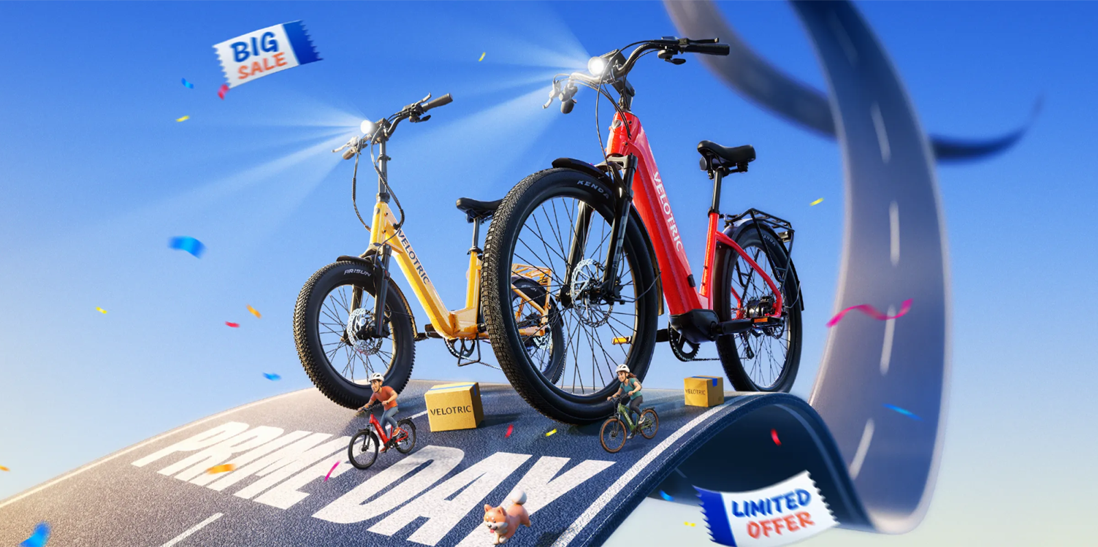 A two bicycles on a road