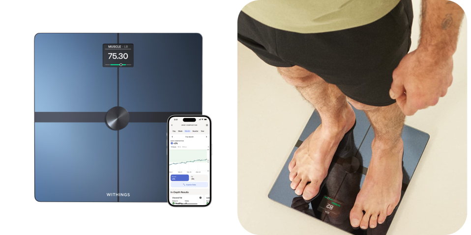 A person standing on a scale