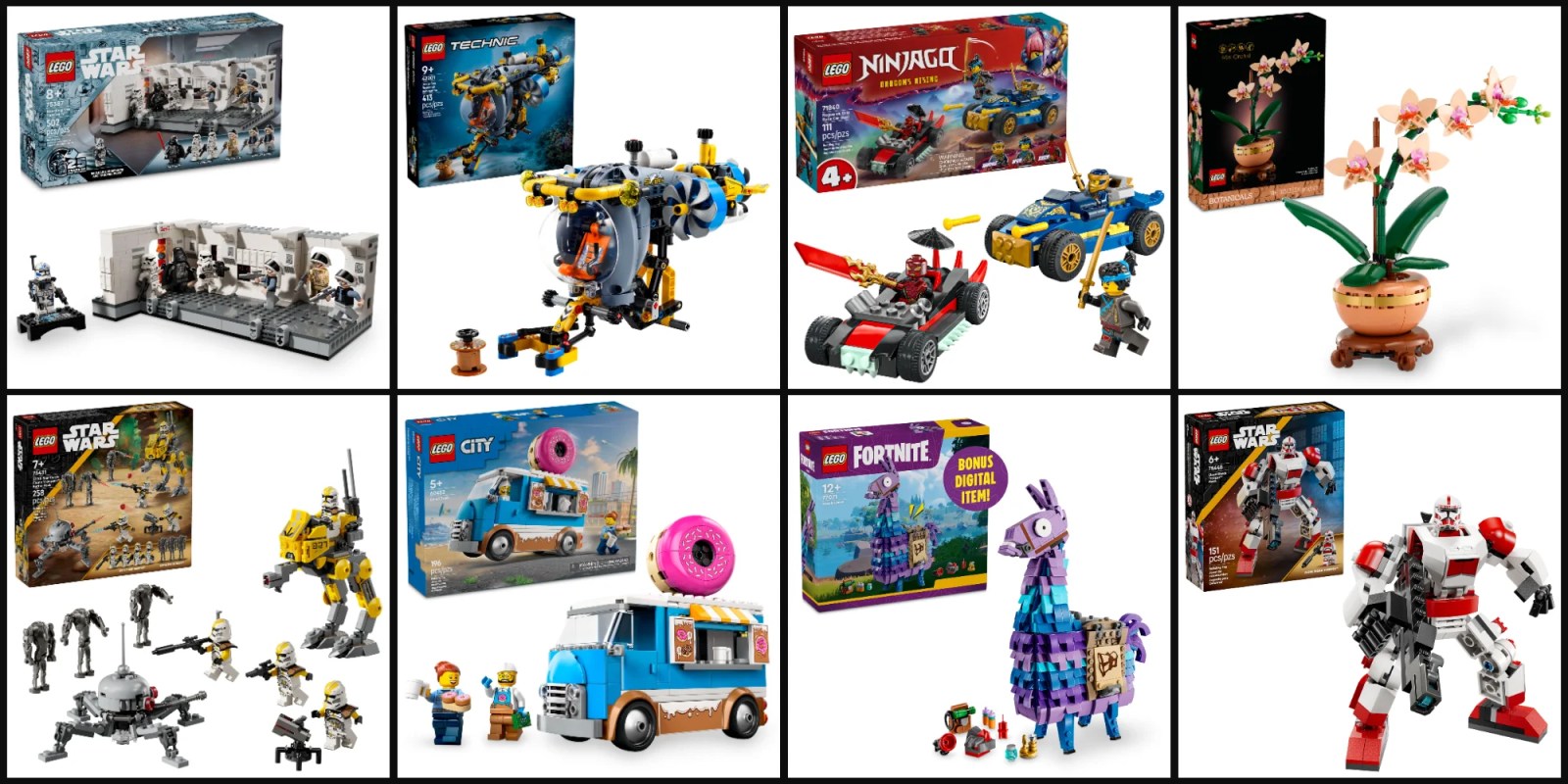 A collage of toys