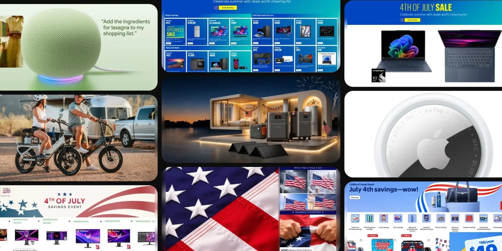 A collage of images of a truck and a flag