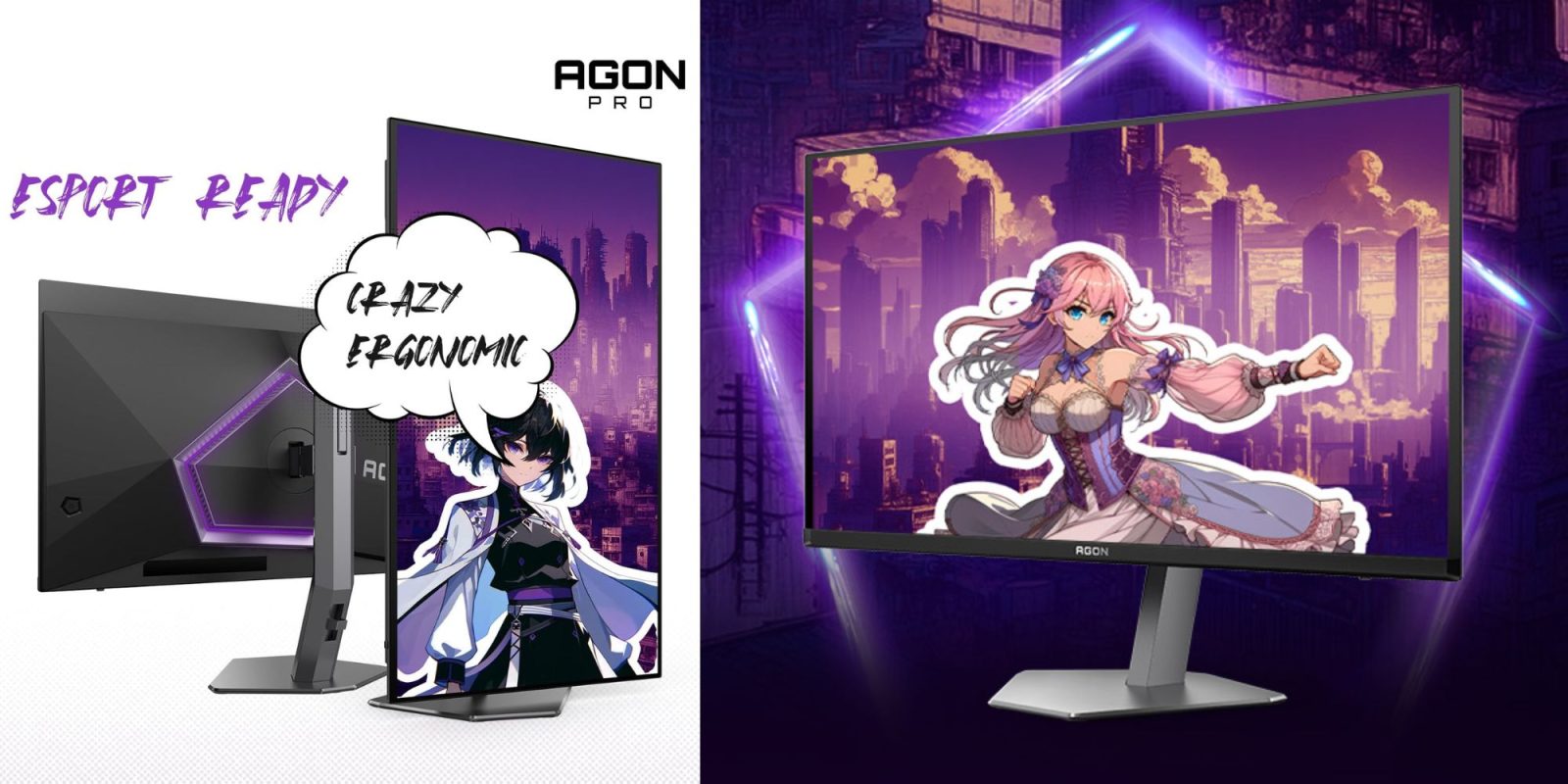 Image showing renders of AOC's Agon Pro 27-inch gaming monitor.