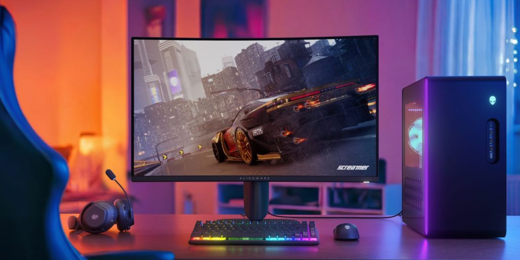 A computer with a video game on it