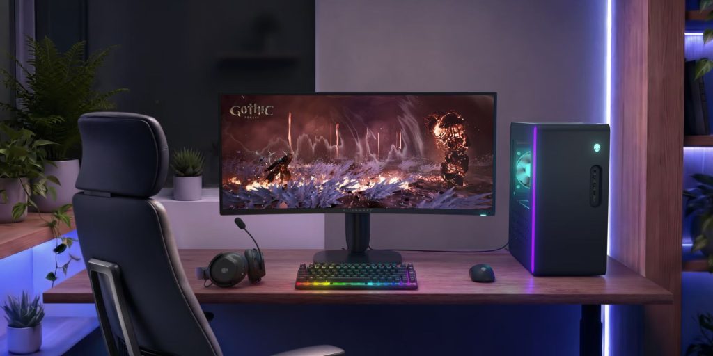 A computer on a desk