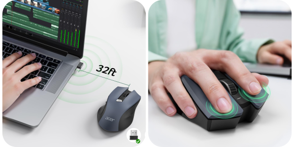 A hand on a computer mouse