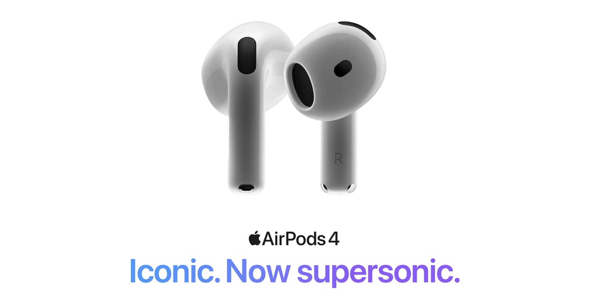 A pair of white earbuds
