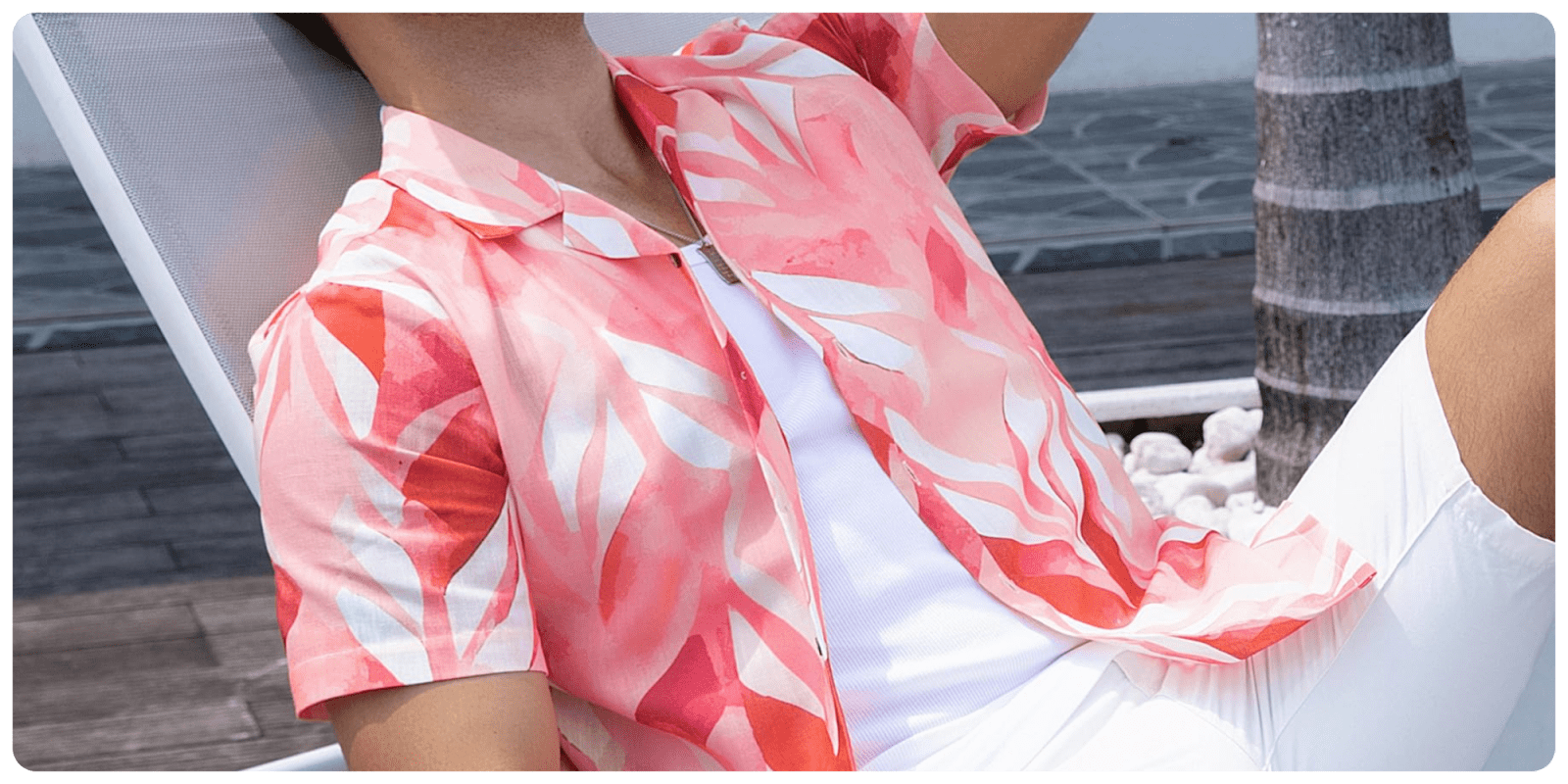 A person wearing a pink shirt