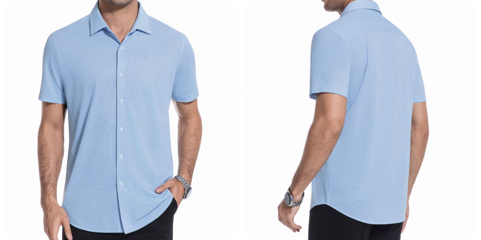 A man wearing a blue shirt