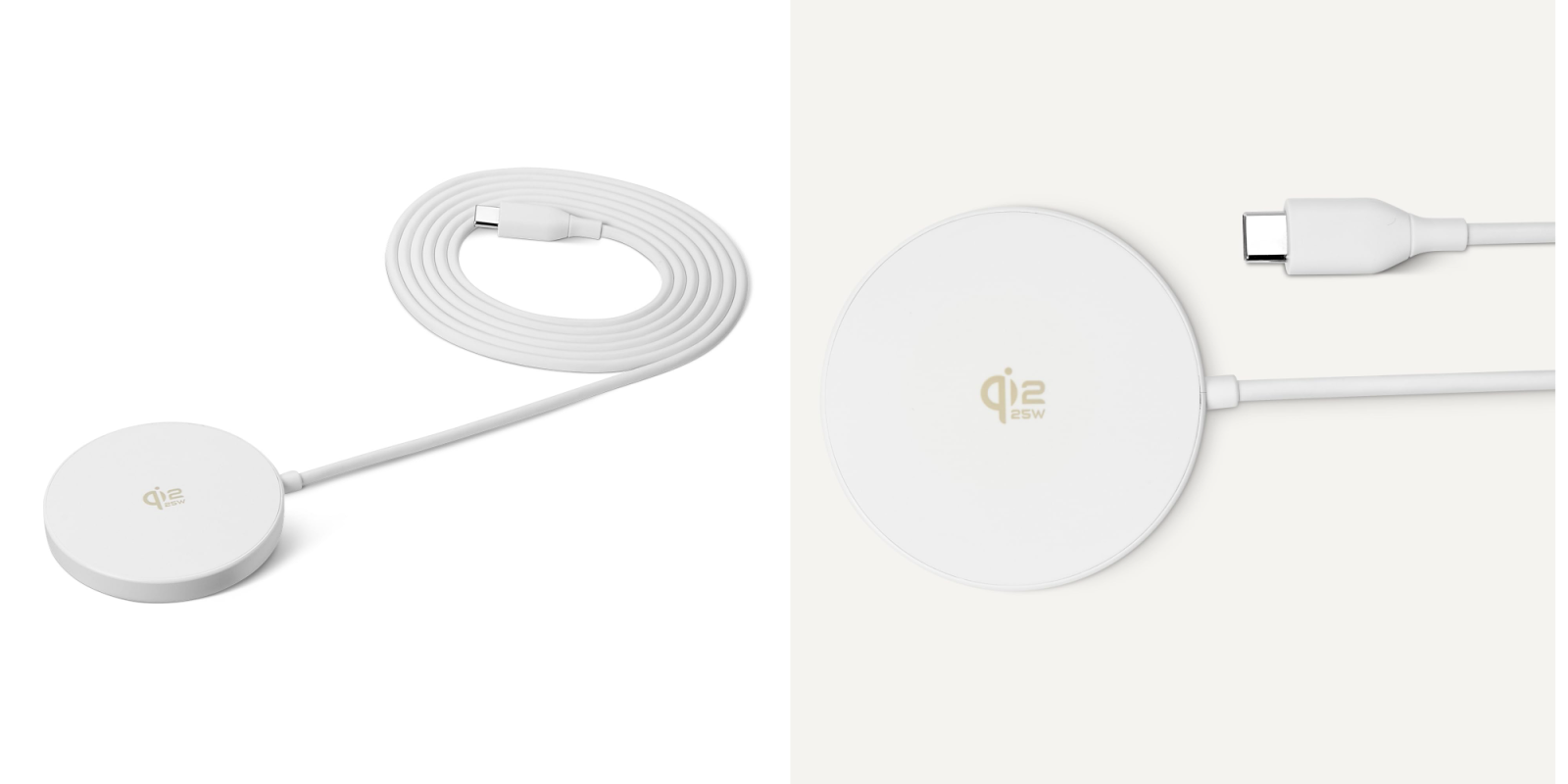 A white charger and a white circle