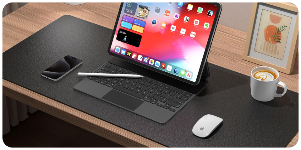 A tablet and a stylus on a desk