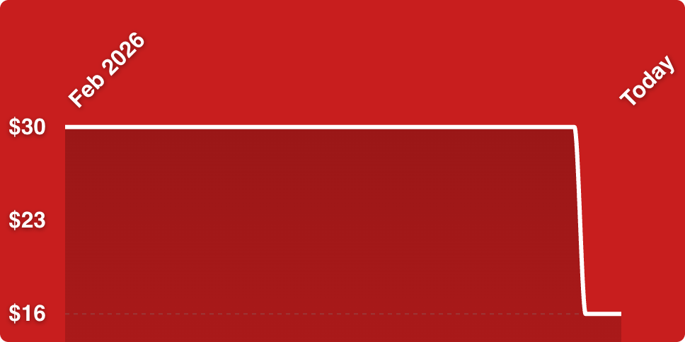 A red rectangular object with white lines