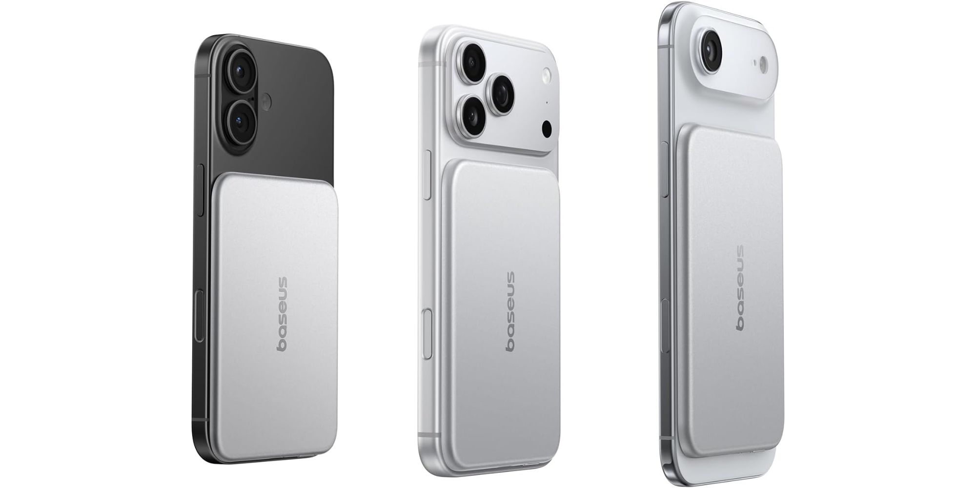 Image showing renders of iPhones with the new Baseus PicoGo power bank.