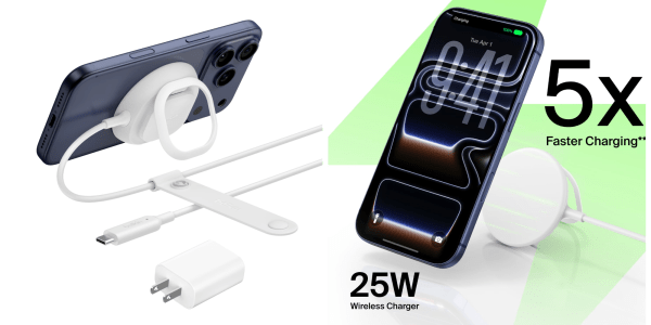 A phone with a ring attached to it