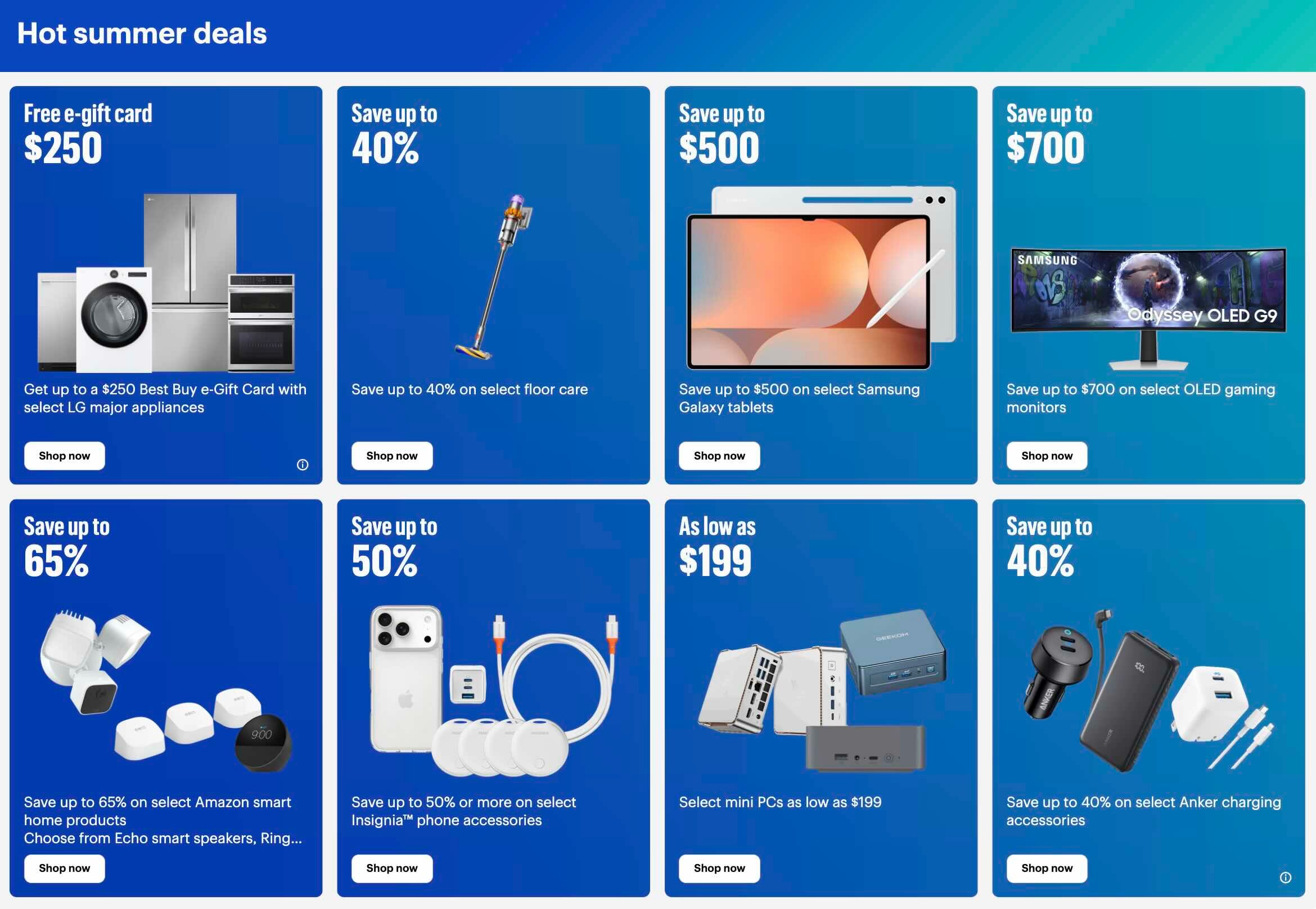 A screenshot of a blue advertisement