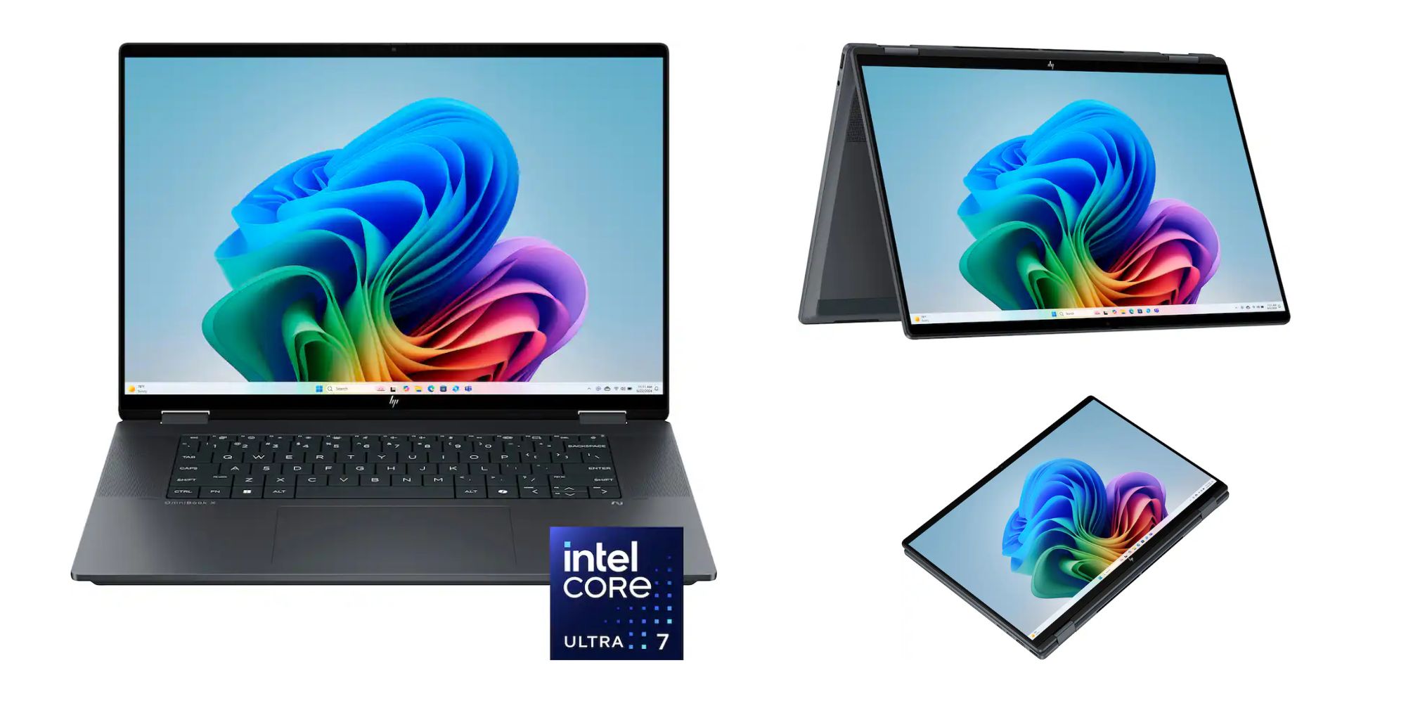 Image showing renders of Best Buy's HP OmniBook X Flip 2 in 1 Copilot+ PC.